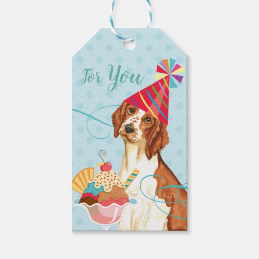 Sweet Birthday Welsh Springer Spaniel Cadeaulabel (Voorkant)
