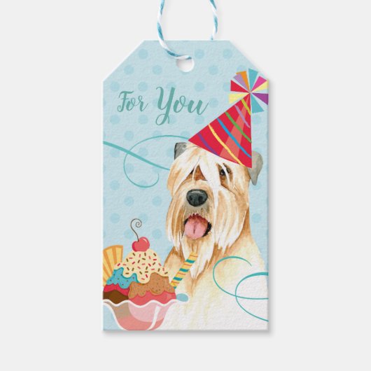 Sweet Birthday Wheaten Terrier Gift Labels Cadeaulabel (Voorkant)
