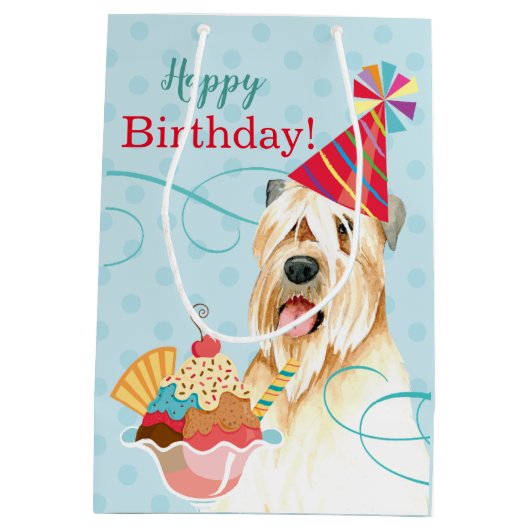 Sweet Birthday Wheaten Terrier Medium Gift Bag Medium Cadeauzakje (Achterkant)
