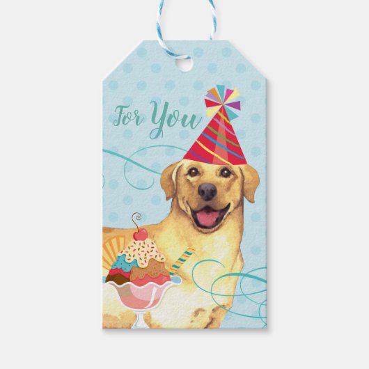 Sweet Birthday Yellow Lab Cadeaulabel (Voorkant)