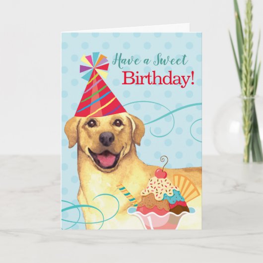 Sweet Birthday Yellow Lab Kaart (Voorkant)