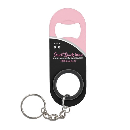 Sweet Black Bean Promotional Business Sleutelhange Mini Flessenopener (Voorkant)