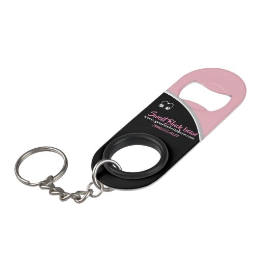 Sweet Black Bean Promotional Business Sleutelhange Mini Flessenopener (Voorkant Gekanteld)