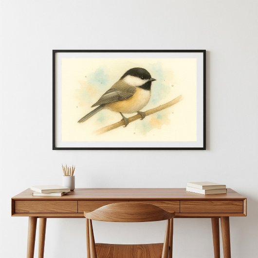 Sweet Black-Capped Chickadee Waterverf Portret Poster