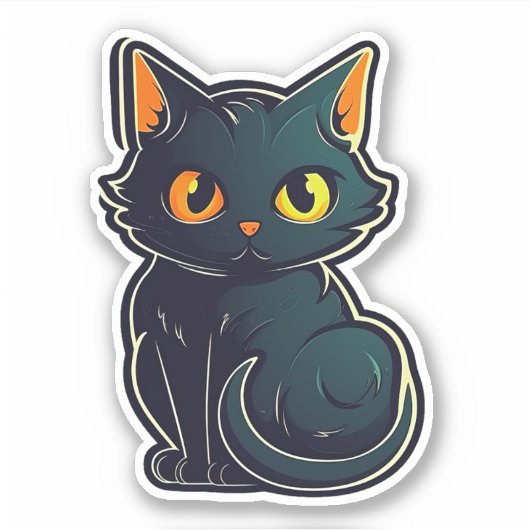 Sweet Black Cat Catitude grafisch ontwerp Sticker (Voorkant)