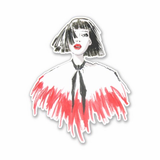 Sweet Black en Red Girly Beauty Sticker (Voorkant)