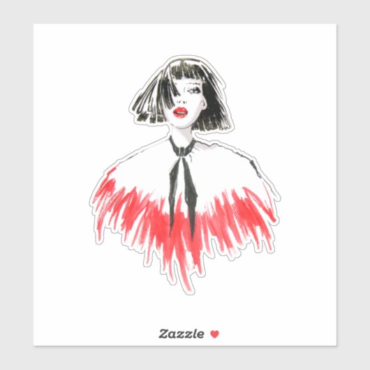 Sweet Black en Red Girly Beauty Sticker (Vel)