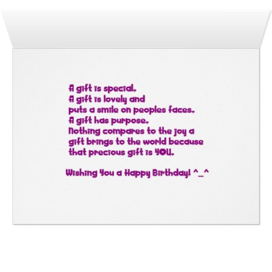 Sweet Black Fairy Birthday (Binenzijde Horizontaal (Onderkant))