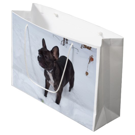 Sweet Black French Bulldog Likert sneeuw Large Cadeautasje (Voorkant Gekanteld)