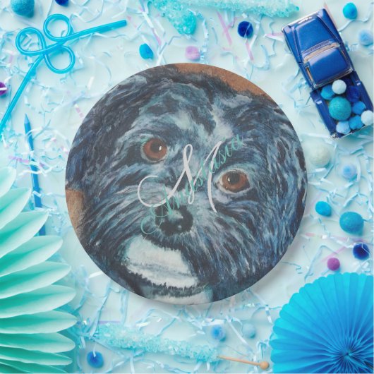 SWEET BLACK HAVANESE MONOGRAM PARTIJ PAPIEREN BORDJE (Feest)