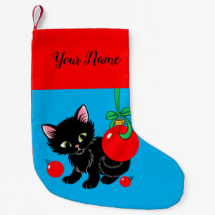 Sweet Black Kitten - Gepersonaliseerd Kleine Kerstsok