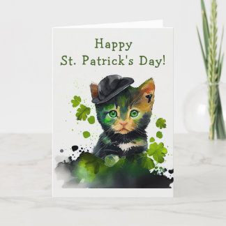 Sweet Black Kitten op St. Patrick's Day Feestdagen Kaart