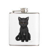 Sweet Black Kitty Cat met heldere gouden ogen Heupfles (Voorkant)