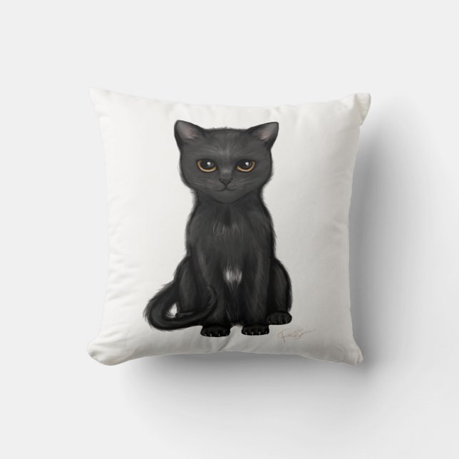 Sweet Black Kitty Cat met heldere gouden ogen Kussen (Voorkant)