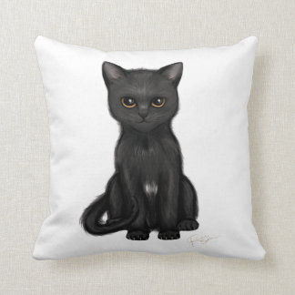 Sweet Black Kitty Cat met heldere gouden ogen Kussen