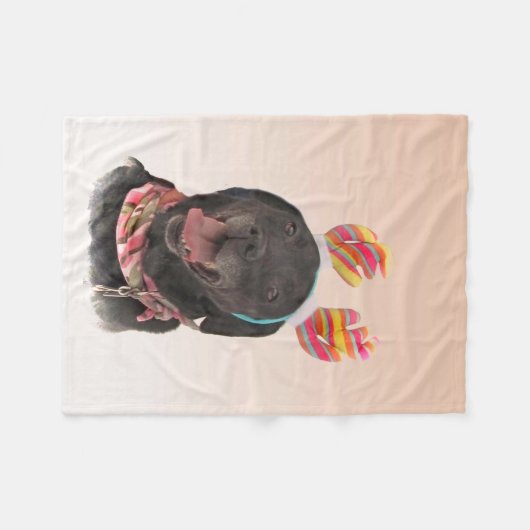 Sweet Black Labrador Retriever Dog Fleece Blanket (Voorkant (Horizontaal))