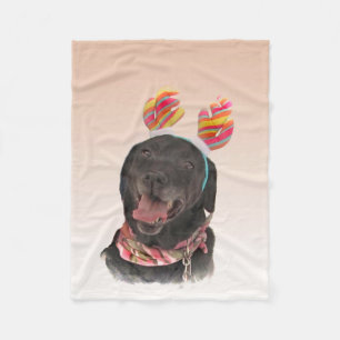 Sweet Black Labrador Retriever Dog Fleece Blanket Deken