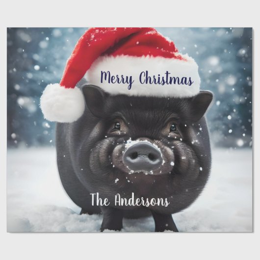 Sweet Black Piggy Kerstmis Cadeaupapier (Vlak)