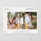 Sweet Black & White Modern Two-Photo Save the Date Aankondigingskaart (Voorkant / Achterkant)