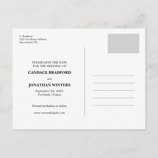 Sweet Black & White Modern Two-Photo Save the Date Aankondigingskaart