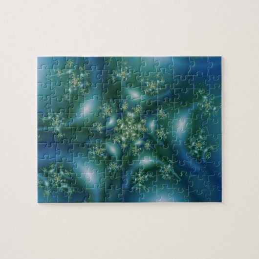 Sweet | Blauwe en groene fractale kunst Legpuzzel (Horizontaal)