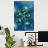 Sweet | Blauwe en groene fractale kunst Poster (Thuiskantoor)