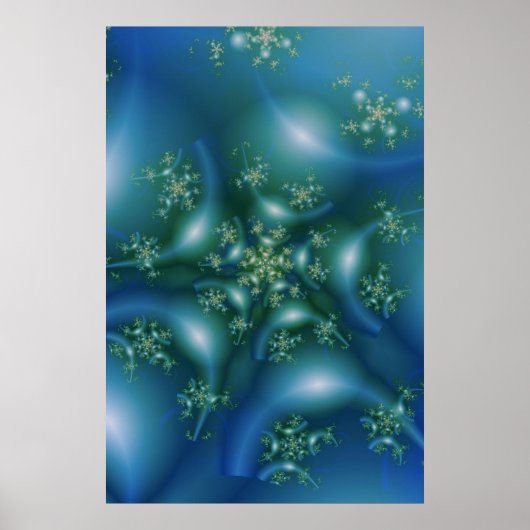 Sweet | Blauwe en groene fractale kunst Poster (Voorkant)
