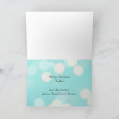 Sweet Blauwgroen Snowman en vogelwinterdag Kerstda Kaart (Binnen)