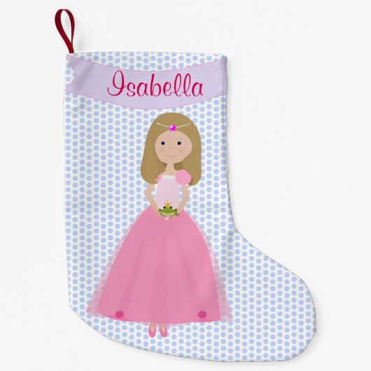 Sweet Blonde Hair Princess Personalized Stocking Kleine Kerstsok (Voorkant)