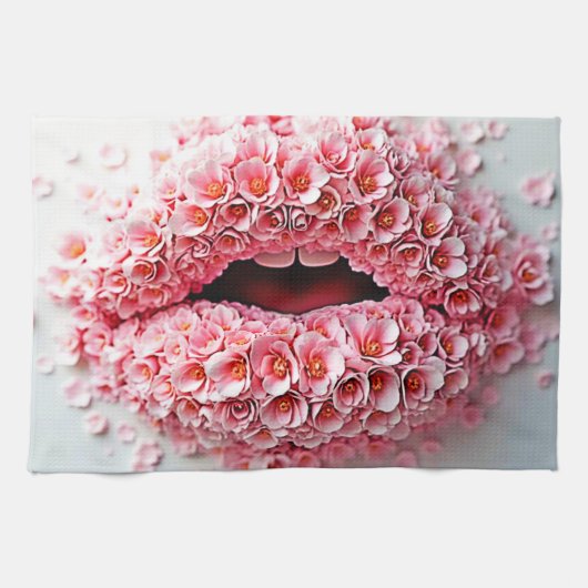 Sweet Bloom Lips Art Theedoek (Horizontaal)