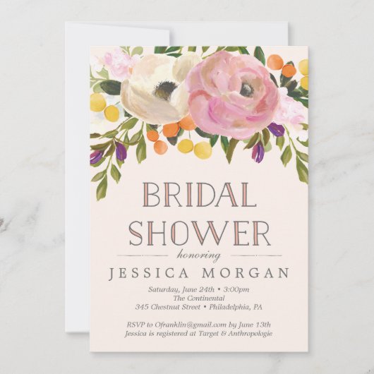 Sweet Blooms Bruids Douche Uitnodiging Kaart (Voorkant)