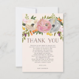 Sweet Blooms Floral Baby shower Dank je wel Kaart