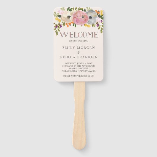 Sweet Blooms Wedding Program Fan Handwaaier (Voorkant)