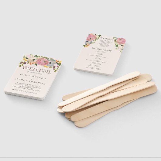 Sweet Blooms Wedding Program Fan Handwaaier (Niet-gemonteerd)