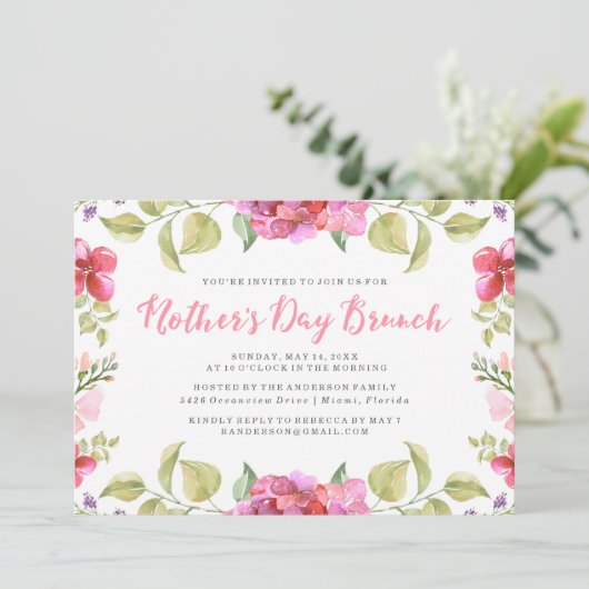 Sweet Blossom Moederdag Brunch Uitnodiging (Staand voorkant)