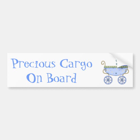 Sweet Blue Baby Carriage Baby Bumpersticker (Voorkant)