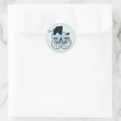 Sweet Blue  Baby Carriage Pram and Bow Ronde Sticker (Tas)