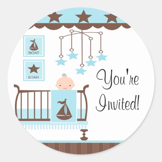 Sweet Blue Baby kamer U bent uitgenodigdSticker Ronde Sticker (Voorkant)