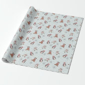Sweet Blue Baby's Eerste Kerstwinter Dieren Cadeaupapier (Uitgerold)