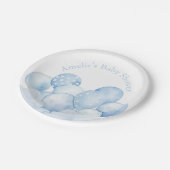 Sweet Blue Balloons Baby shower papier Bord (Gekanteld)