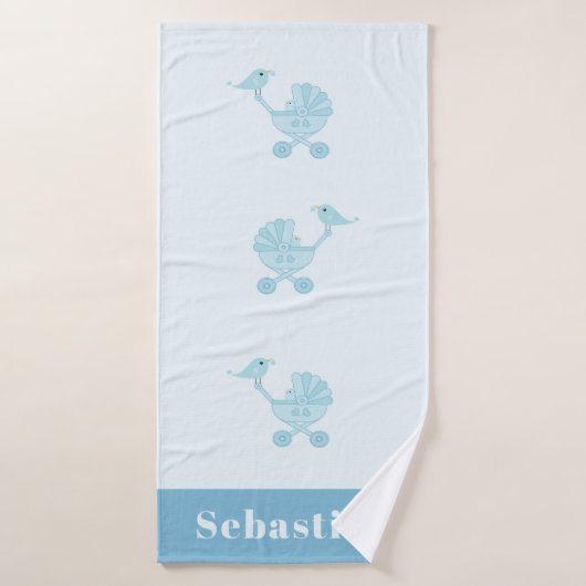 Sweet Blue Bird Carriage Baby Nursery Bath Badhanddoek (Badhanddoek)