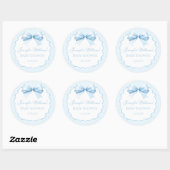 Sweet blue bow baby boy shower dank u sticker (Vel)