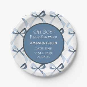 Sweet Blue Bows Baby shower Papieren Bordje