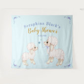 Sweet Blue Boy Lamb Baby shower Backdrop Wandkleed (Voorkant (horizontaal))