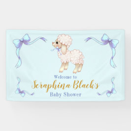Sweet Blue Boy Lamb Baby shower Banner