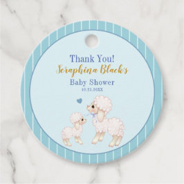 Sweet Blue Boy Lamb Baby shower Dank je Bedankjes Labels