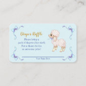 Sweet Blue Boy Lamb Baby shower Diaper Raffle Informatiekaartje (Voorkant)