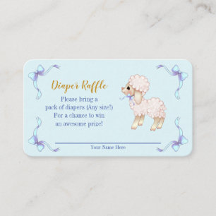 Sweet Blue Boy Lamb Baby shower Diaper Raffle Informatiekaartje