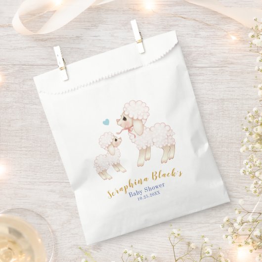 Sweet Blue Boy Lamb Baby shower Favor Bag Bedankzakje (Geknipt)