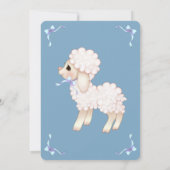 Sweet Blue Boy Lamb Baby shower Invitation Kaart (Achterkant)